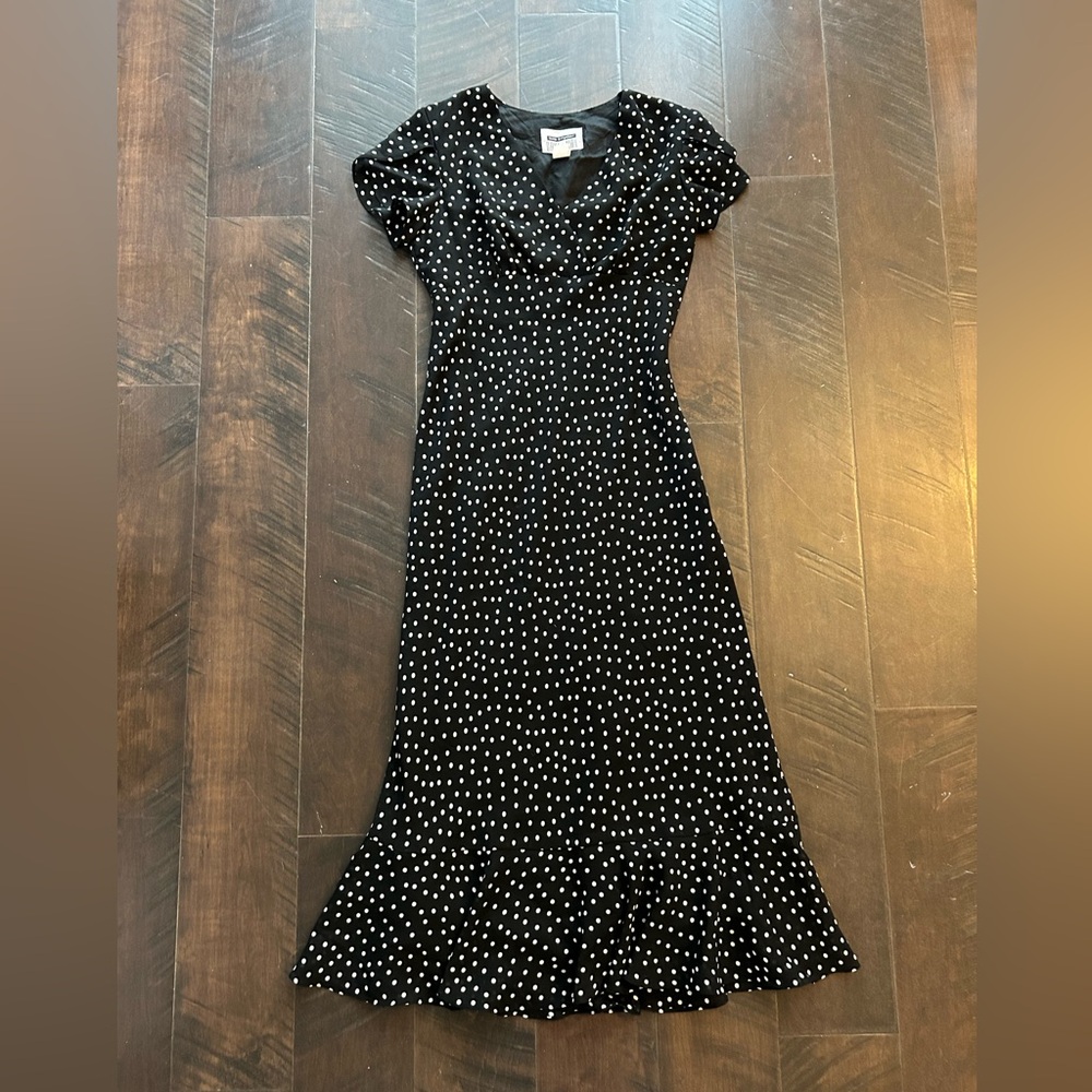 Vintage Black and White Polka Dot Dress